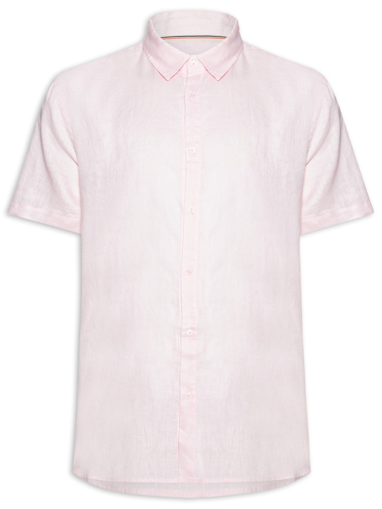 Camisa Masculina Classic Linen Manga Curta - Rosa