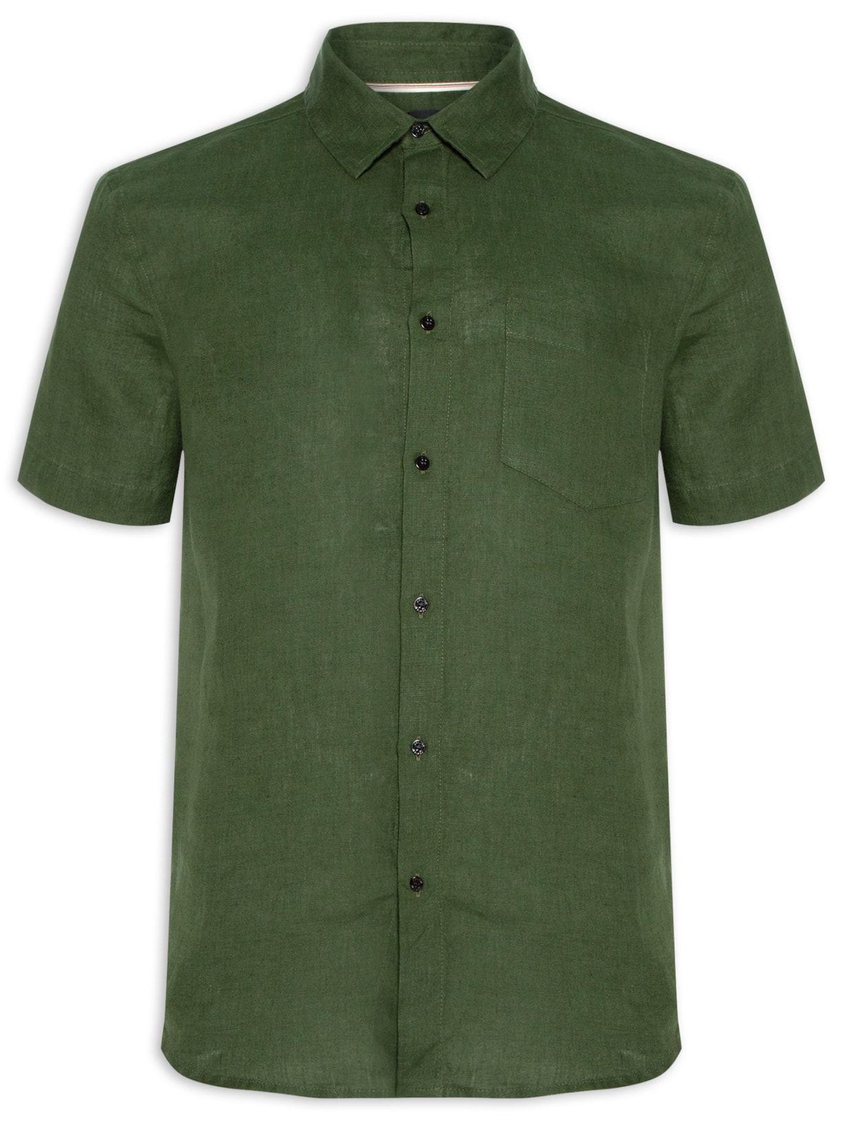 Camisa Masculina Classic Linen Manga Curta - Verde