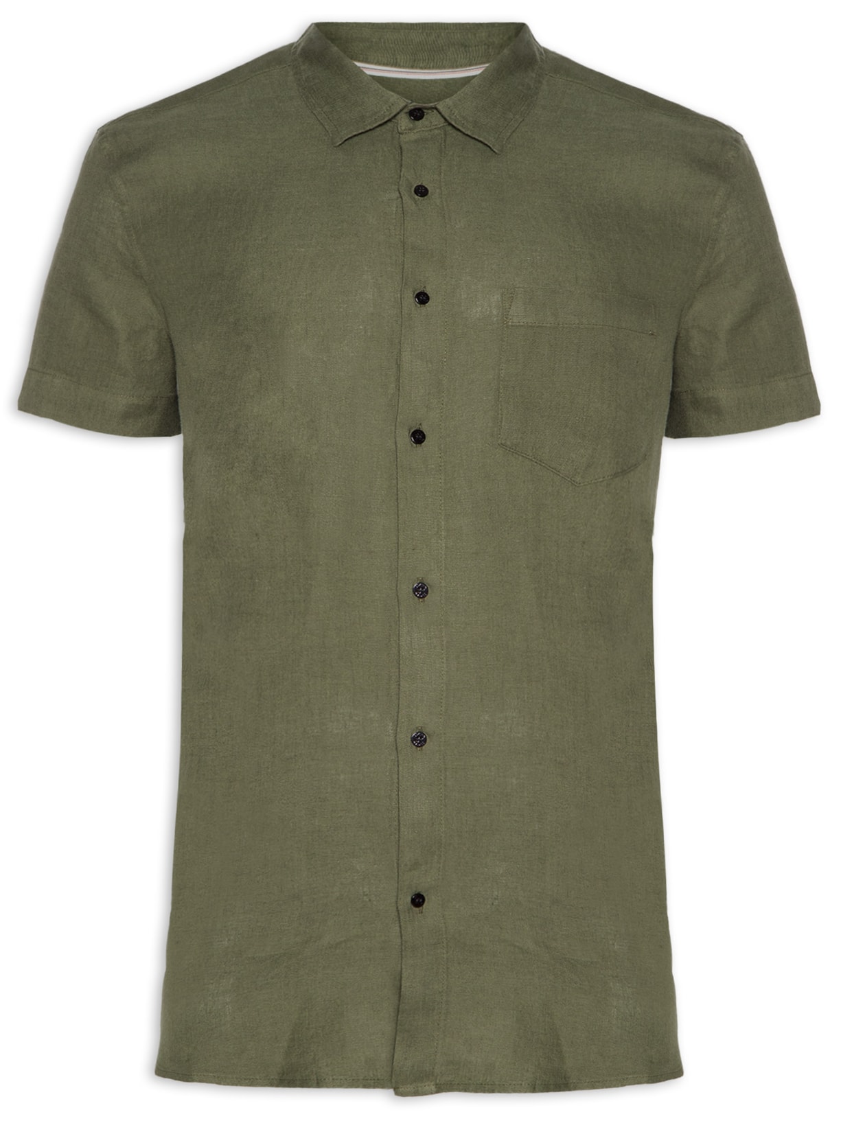 Camisa Masculina Classic Linen Manga Curta - Verde