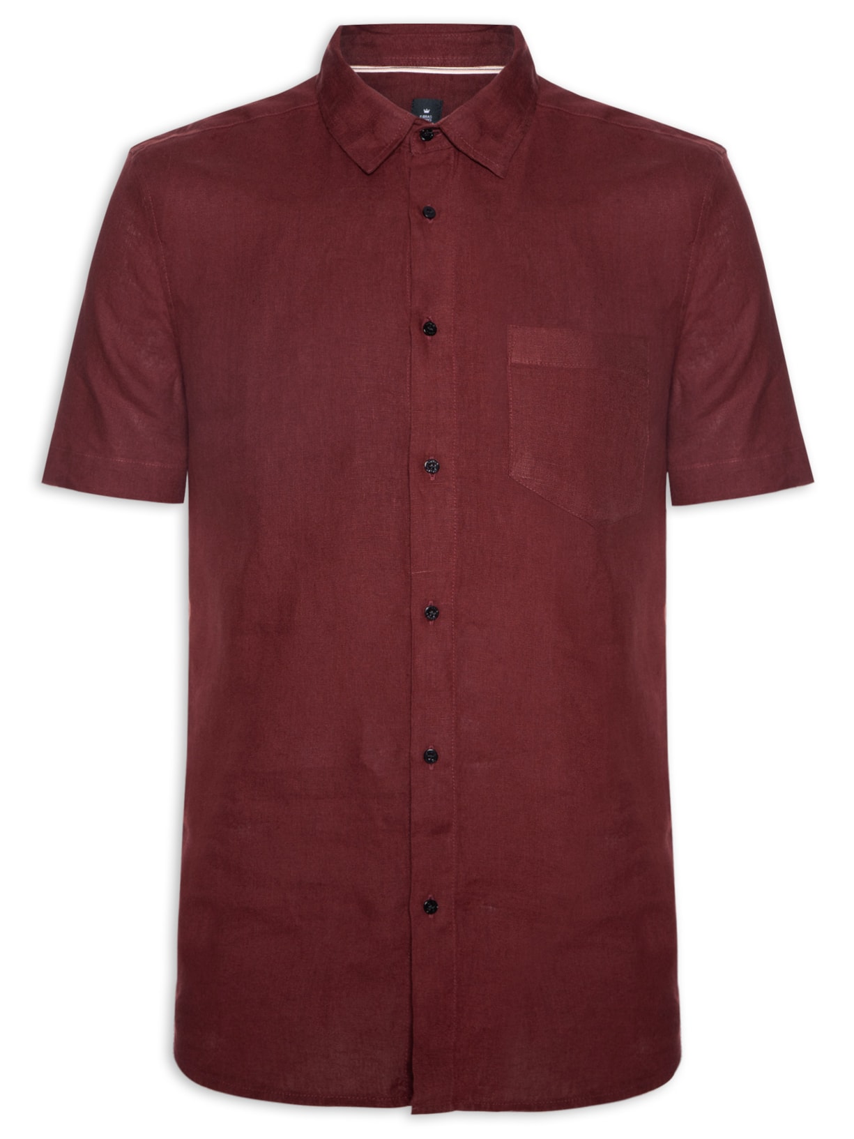 Camisa Masculina Classic Linen Manga Curta - Vinho