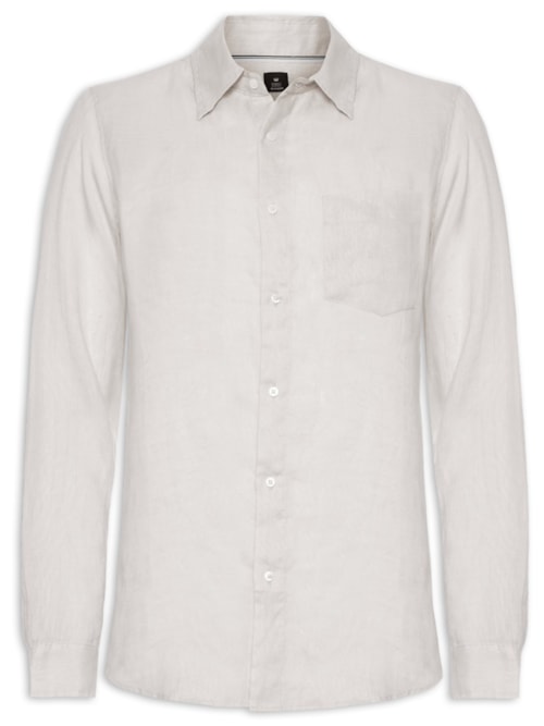 Camisa Masculina Classic Linen Manga Longa - Bege