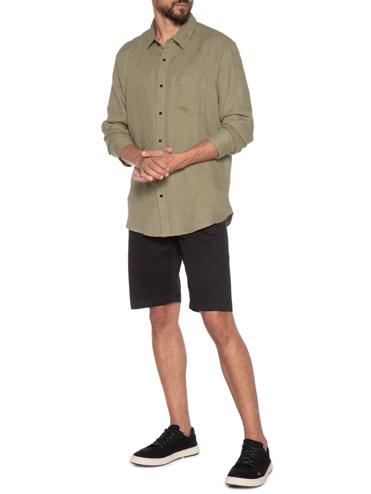 Camisa Masculina Classic Linen Manga Longa Bege Osklen