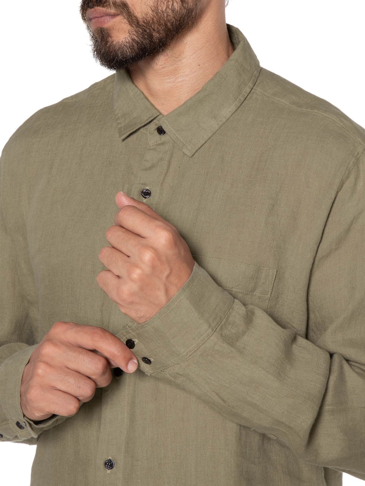 Camisa Masculina Classic Linen Manga Longa Bege Osklen