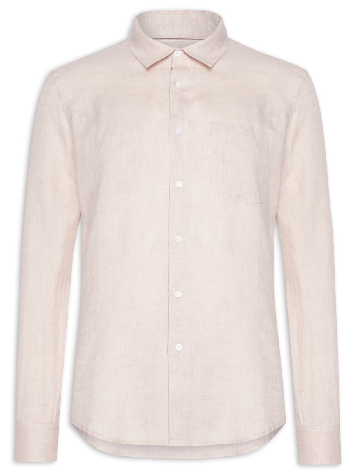 Camisa Masculina Classic Linen Manga Longa - Bege