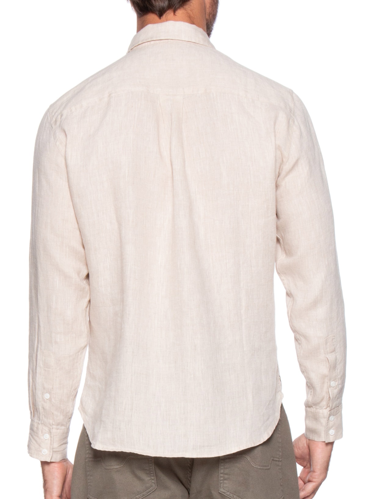Camisa Masculina Classic Linen Manga Longa Bege Osklen