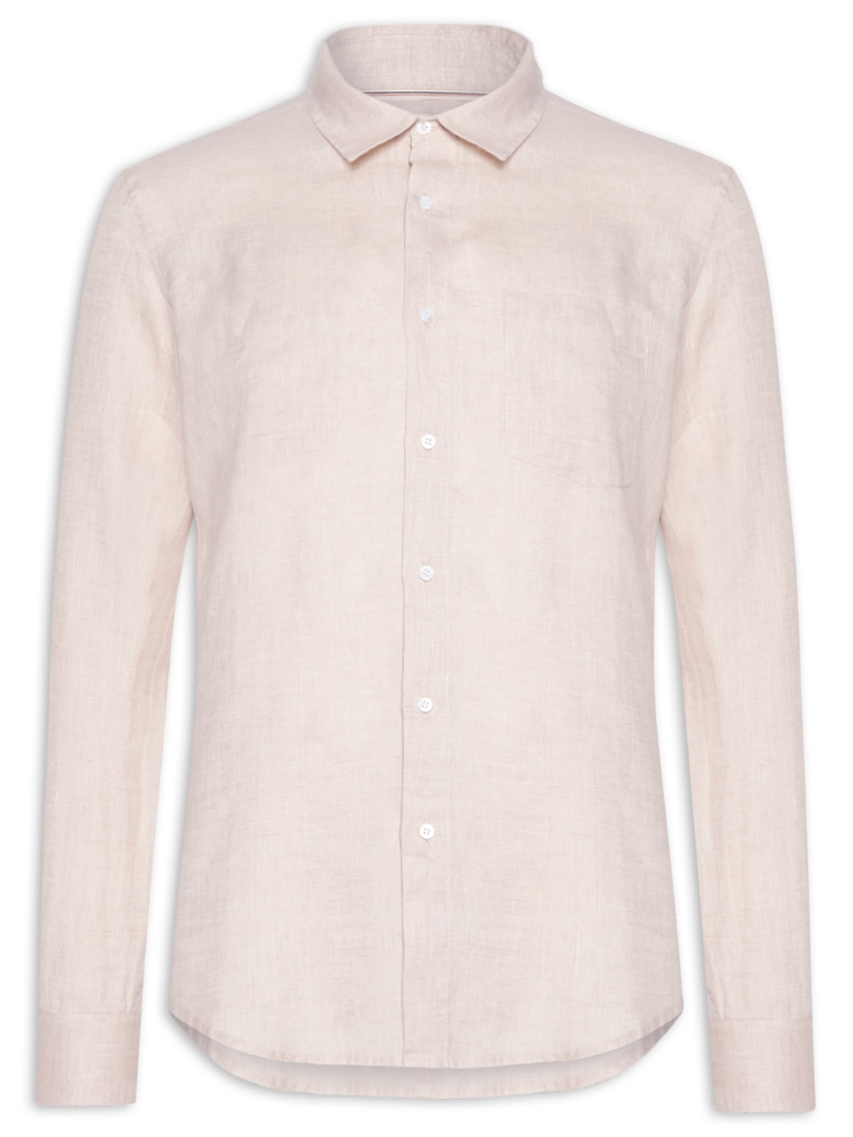 Camisa Masculina Classic Linen Manga Longa - Bege