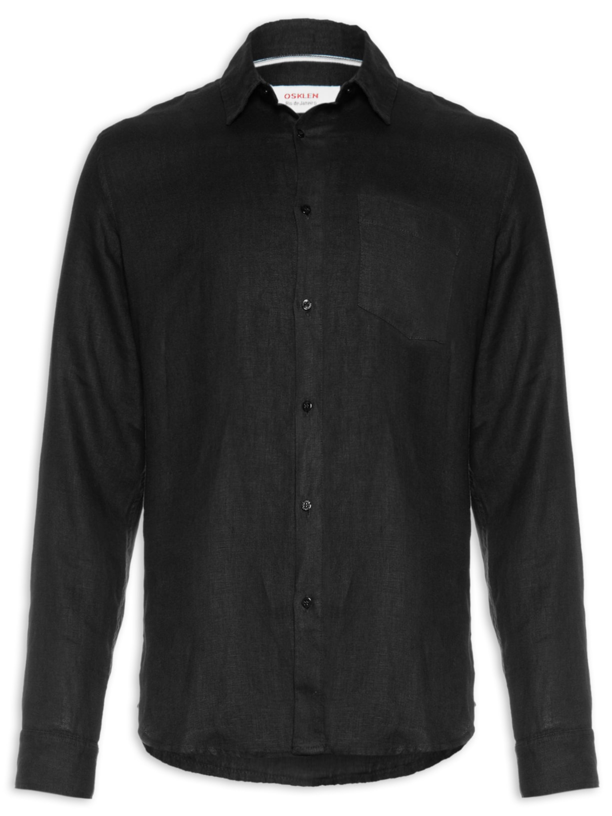 Camisa Masculina Classic Linen Manga Longa - Preto