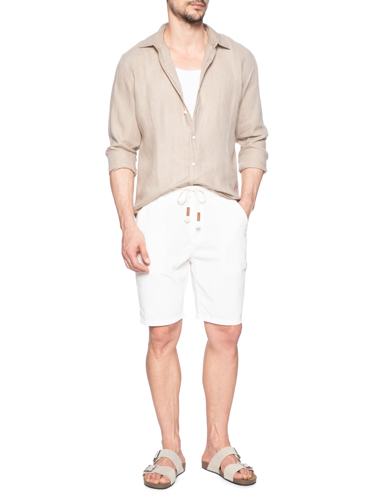 Camisa Masculina Classic Linen New Manga Longa Bege Osklen