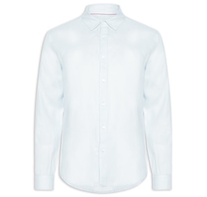 Camisa Masculina Classic Linen New Manga Longa Linho - Azul