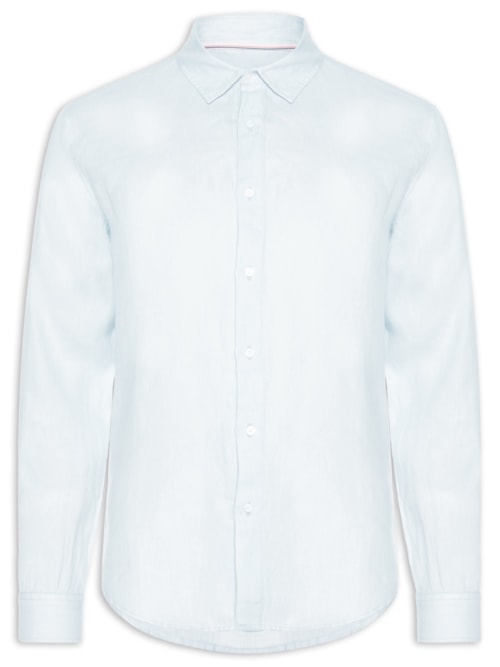 Camisa Masculina Classic Linen New Manga Longa Linho - Azul