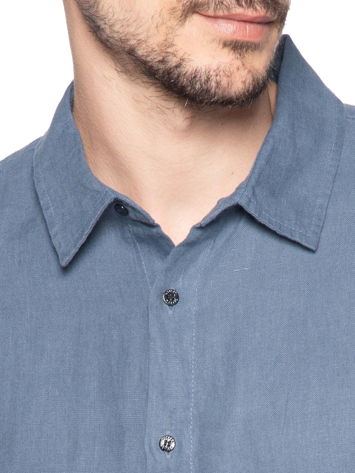 Camisa Masculina Classic Linen New Manga Longa Linho Azul Osklen