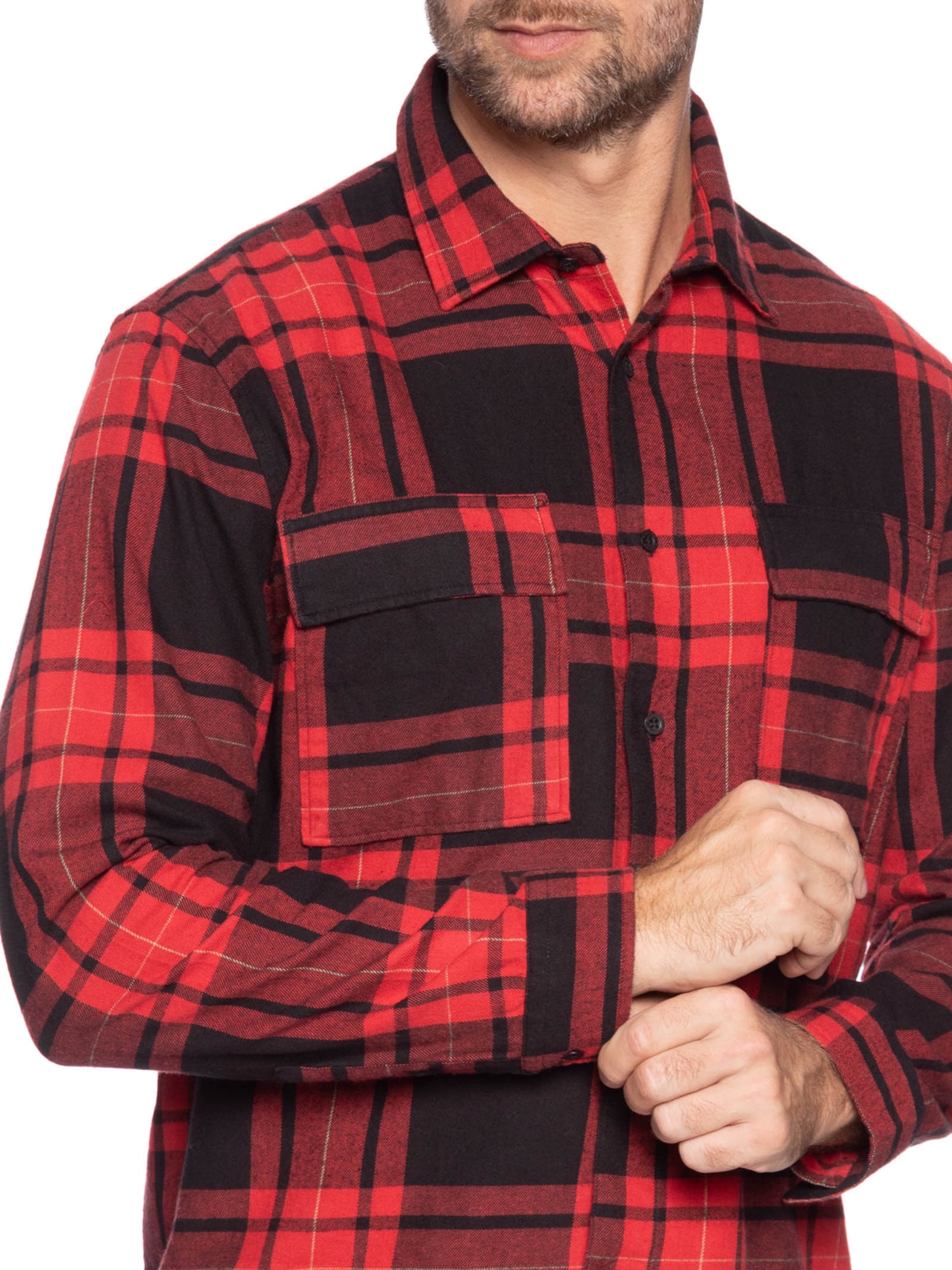 Camisa Masculina Classic Plaid Manga Longa Preto Osklen