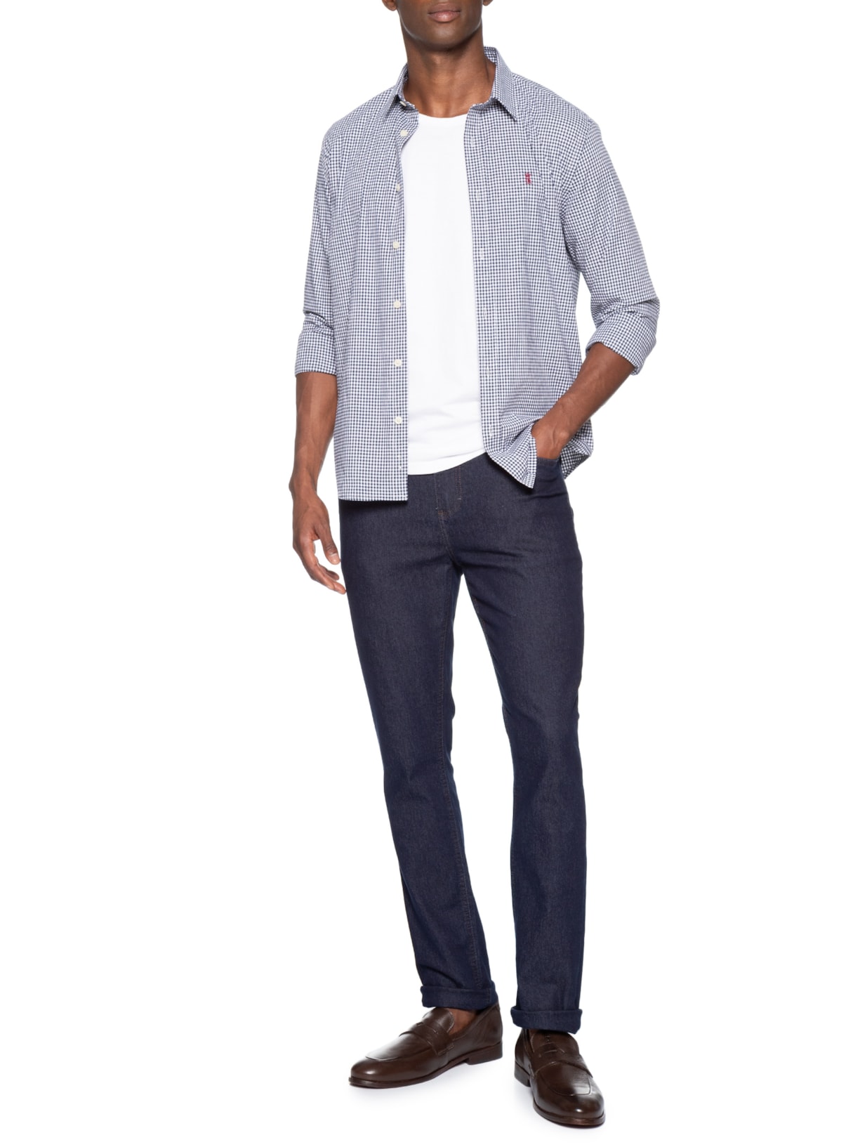 Camisa Masculina Classic Vichy – Azul Sergio K