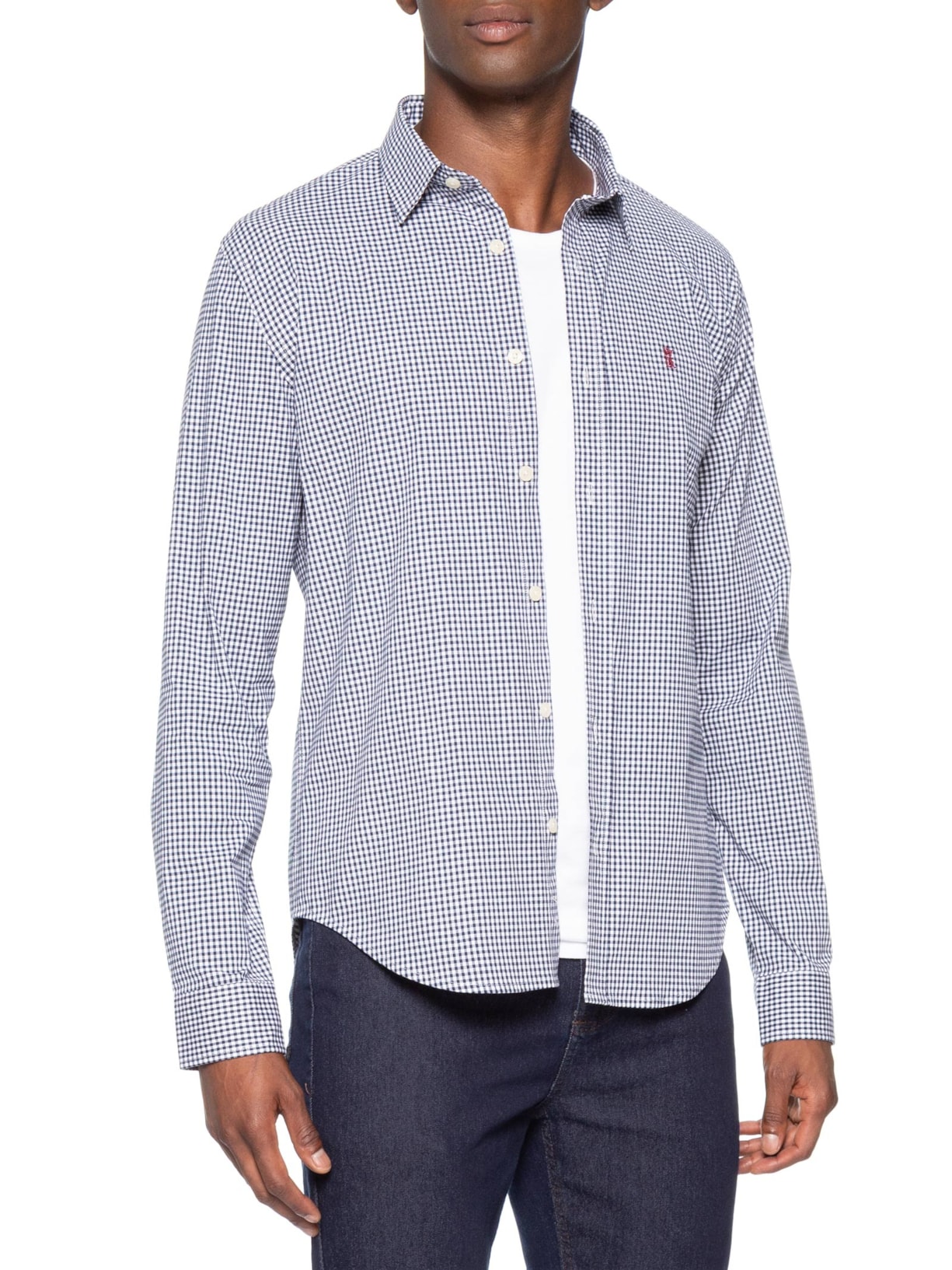 Camisa Masculina Classic Vichy – Azul Sergio K