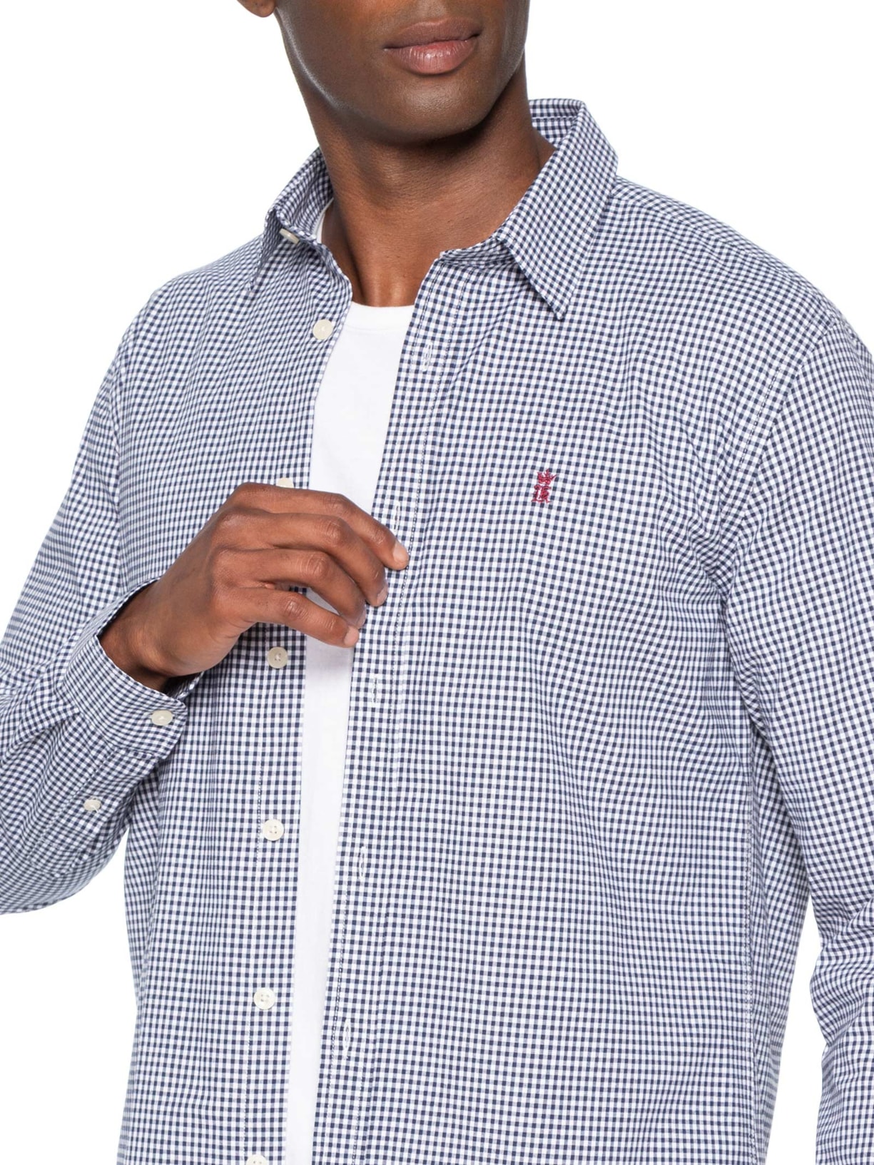 Camisa Masculina Classic Vichy – Azul Sergio K