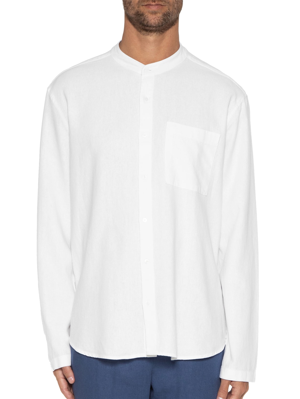 Camisa Masculina Collarless Ml Branco Osklen