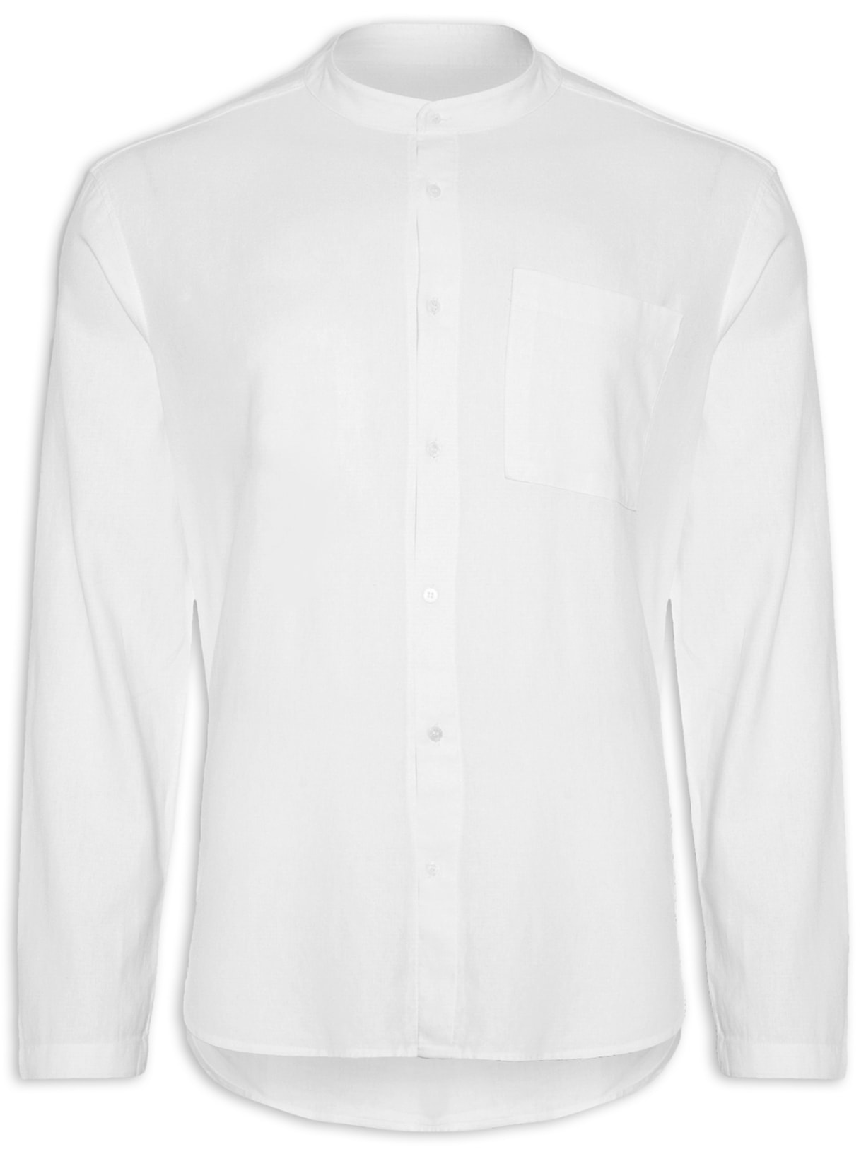 Camisa Masculina Collarless Ml - Branco