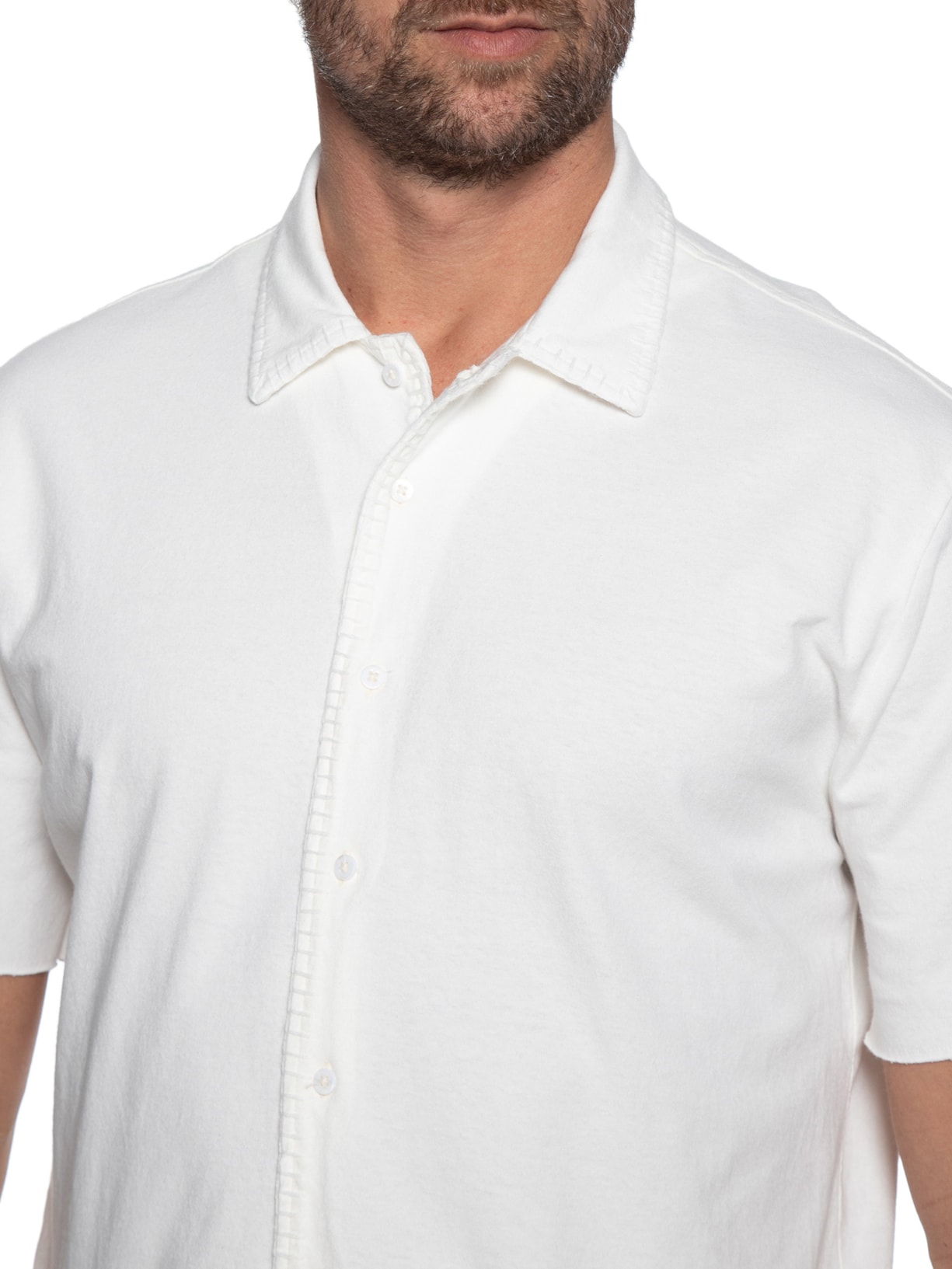 Camisa Masculina Collas Points Manga Curta Off White Osklen