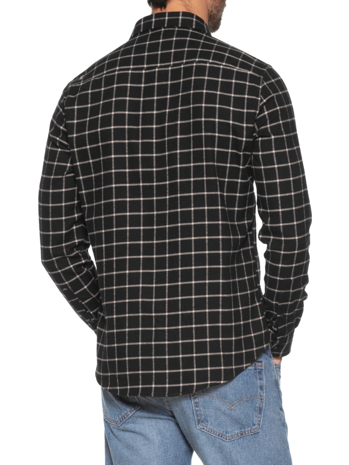 Camisa Masculina Com 2 Bolsos Flannel Quadros Preto Sergio K