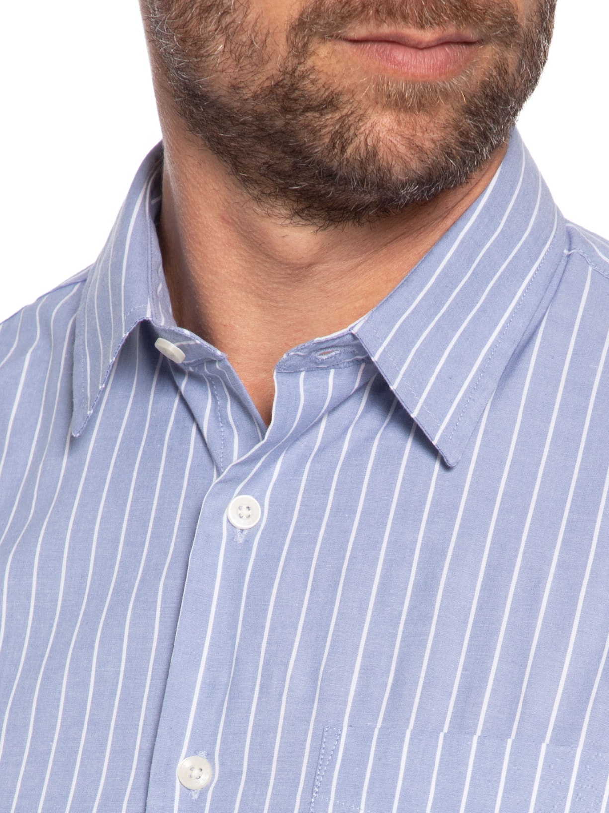 Camisa Masculina Com Bolso Listrada Regular Fit Azul Sergio K