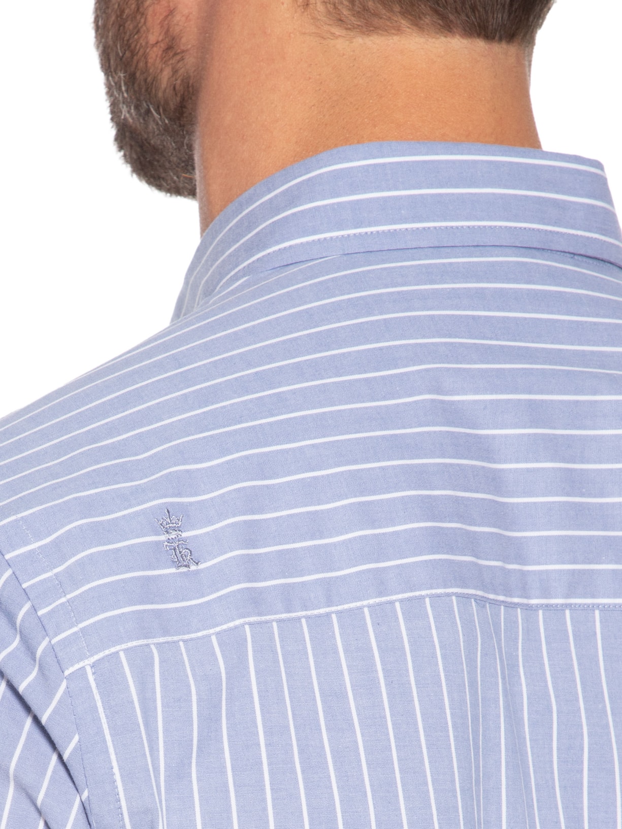 Camisa Masculina Com Bolso Listrada Regular Fit Azul Sergio K