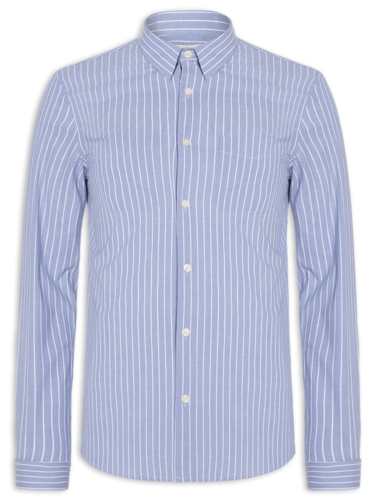 Camisa Masculina Com Bolso Listrada Regular Fit Azul Sergio K