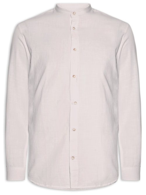 Camisa Masculina Comfort Fit Gola Padre - Bege