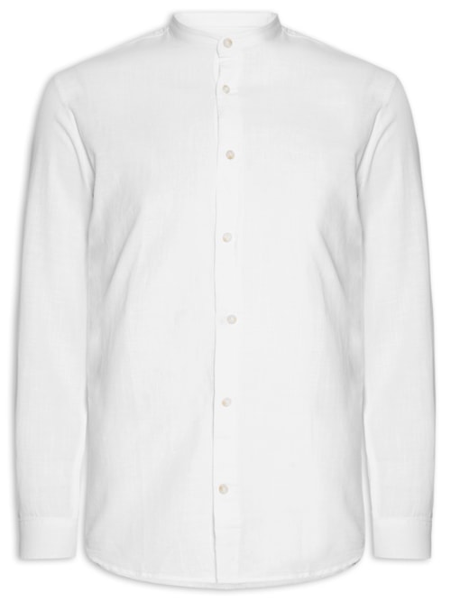 Camisa Masculina Comfort Fit Gola Padre - Branco
