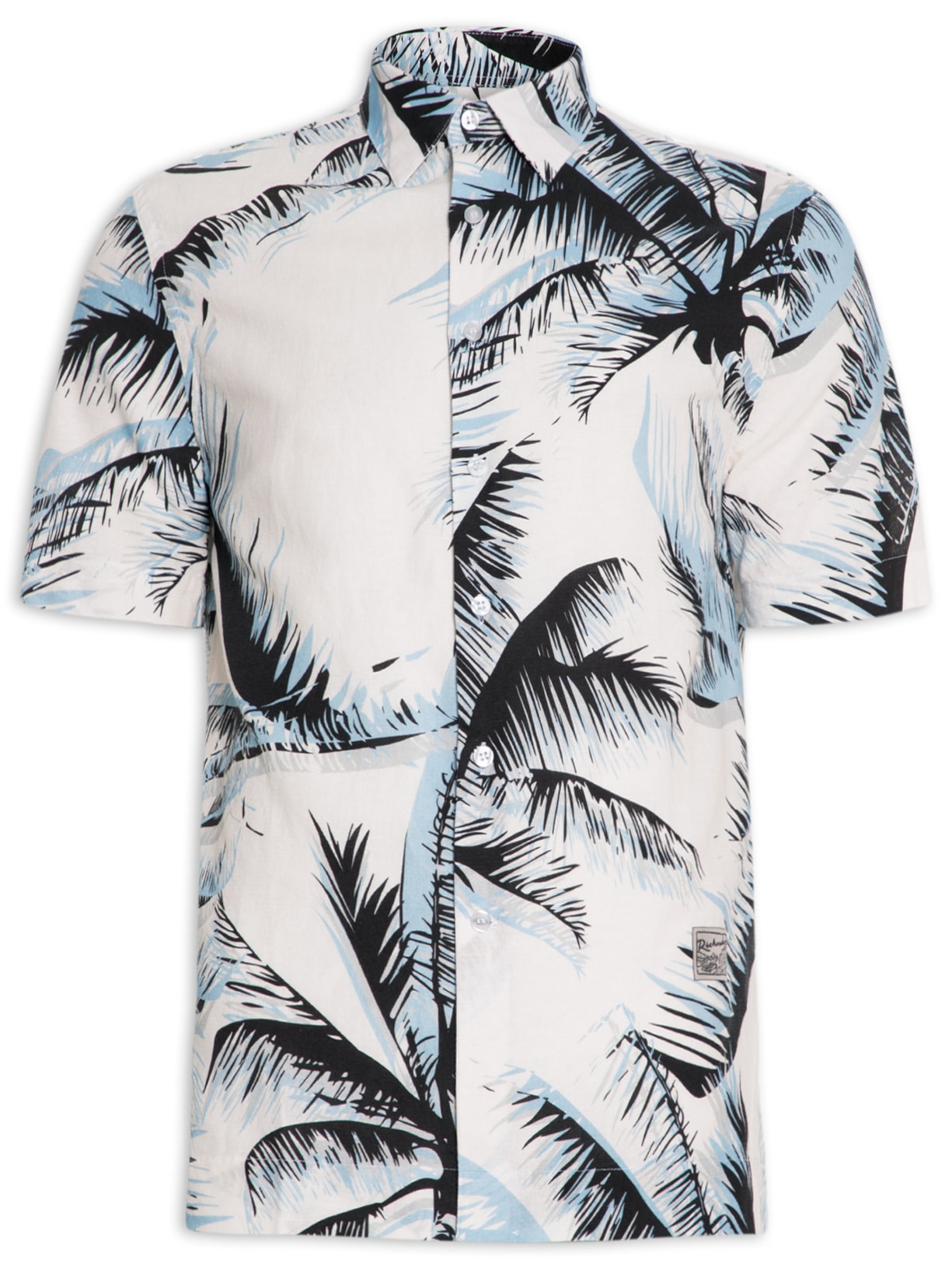 Camisa Masculina Coqueiros Estampada - Azul