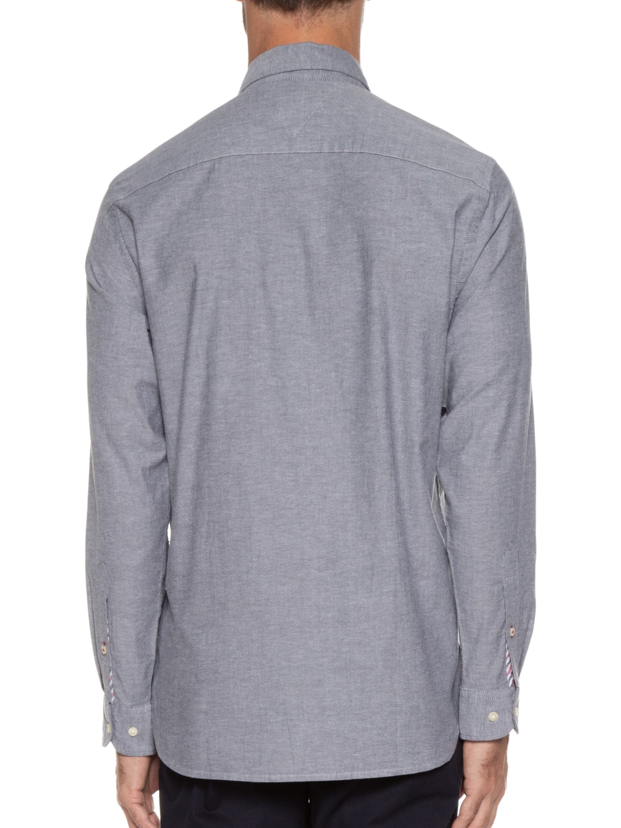 Camisa Masculina Core 1985 Flex Oxford Cinza Tommy Hilfiger