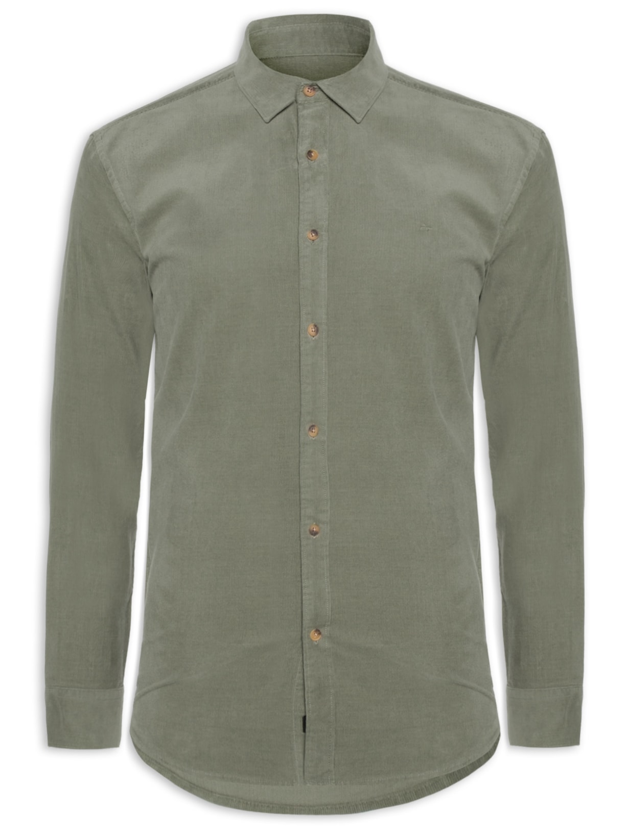 Camisa Masculina Cotelê Slim Fit em Algodão - Cinza