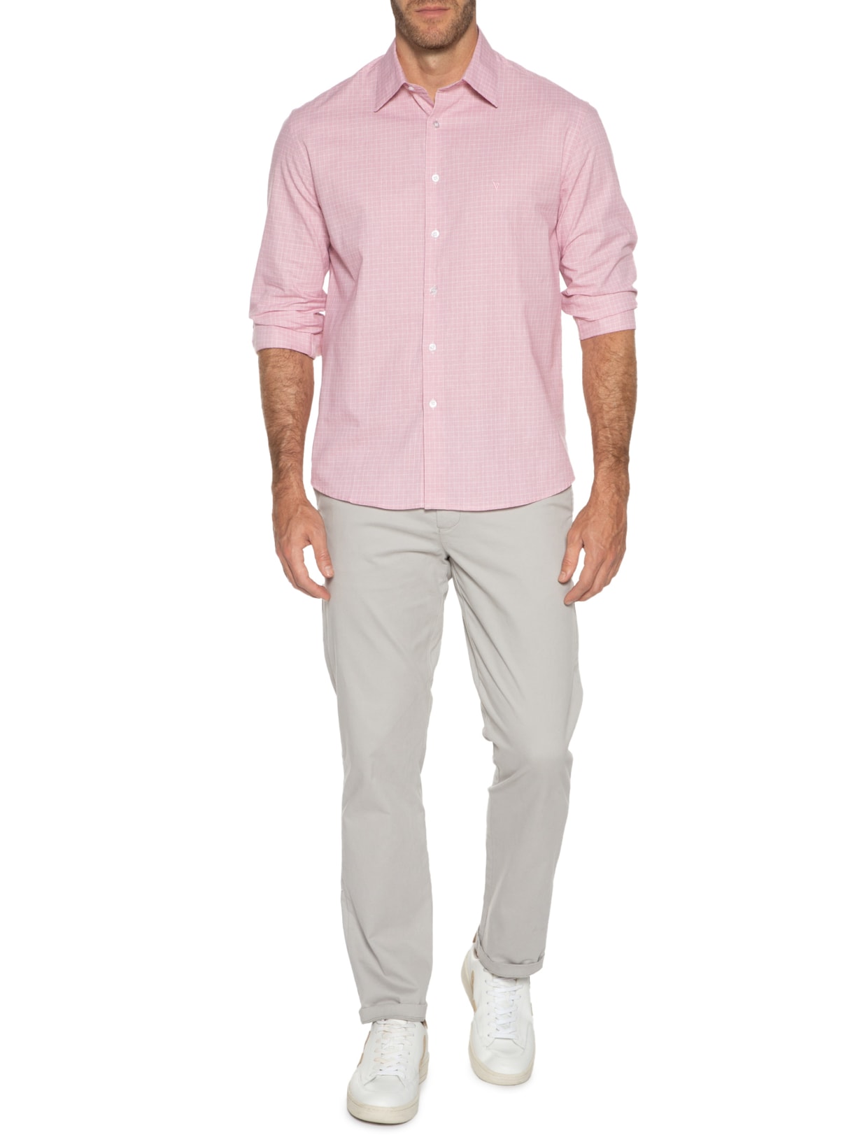 Camisa Masculina Cotton Fil A Fil Nicola Class Anat Rosa Vr
