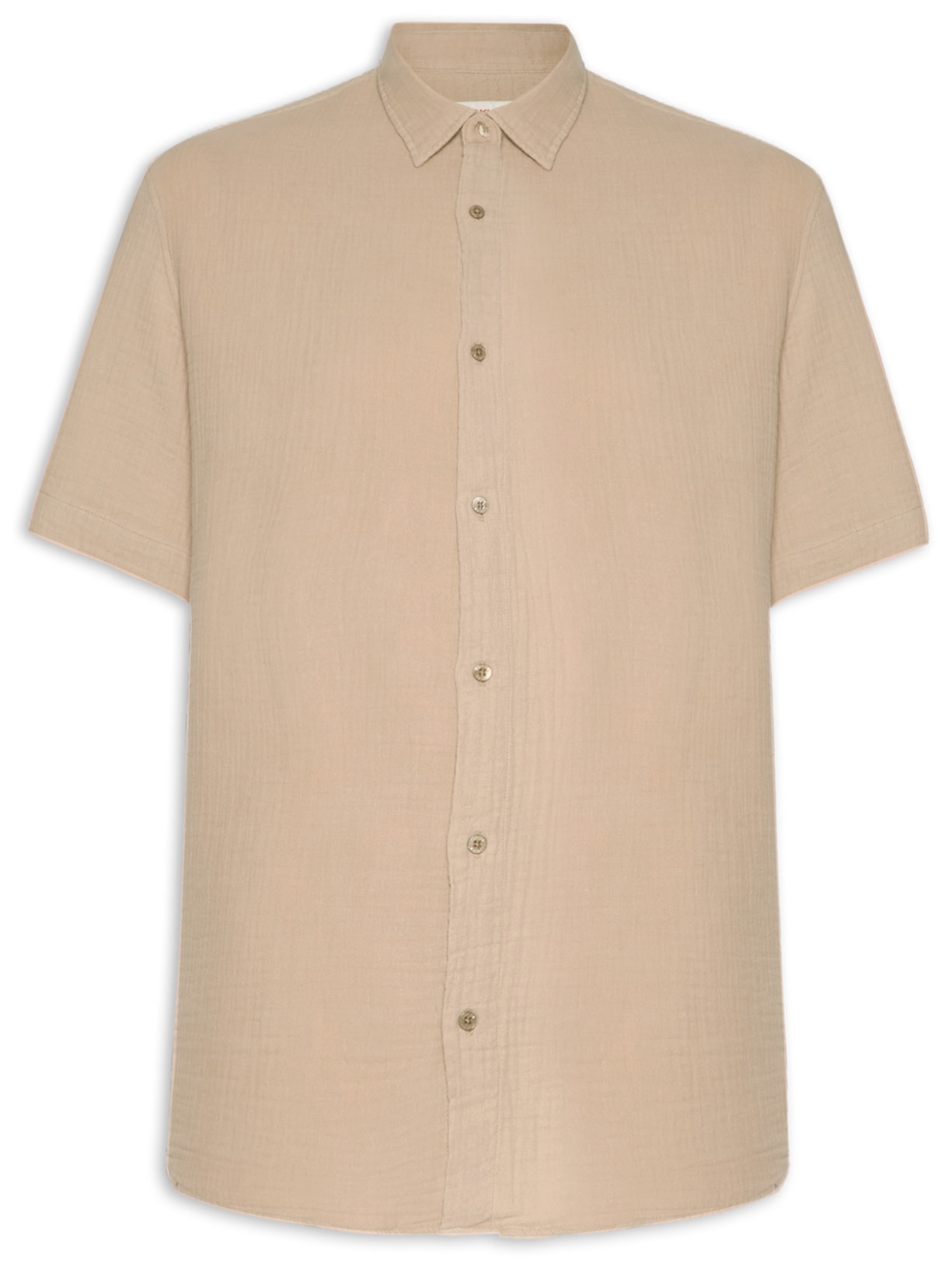 Camisa Masculina Cotton Wavy Manga Curta - Bege