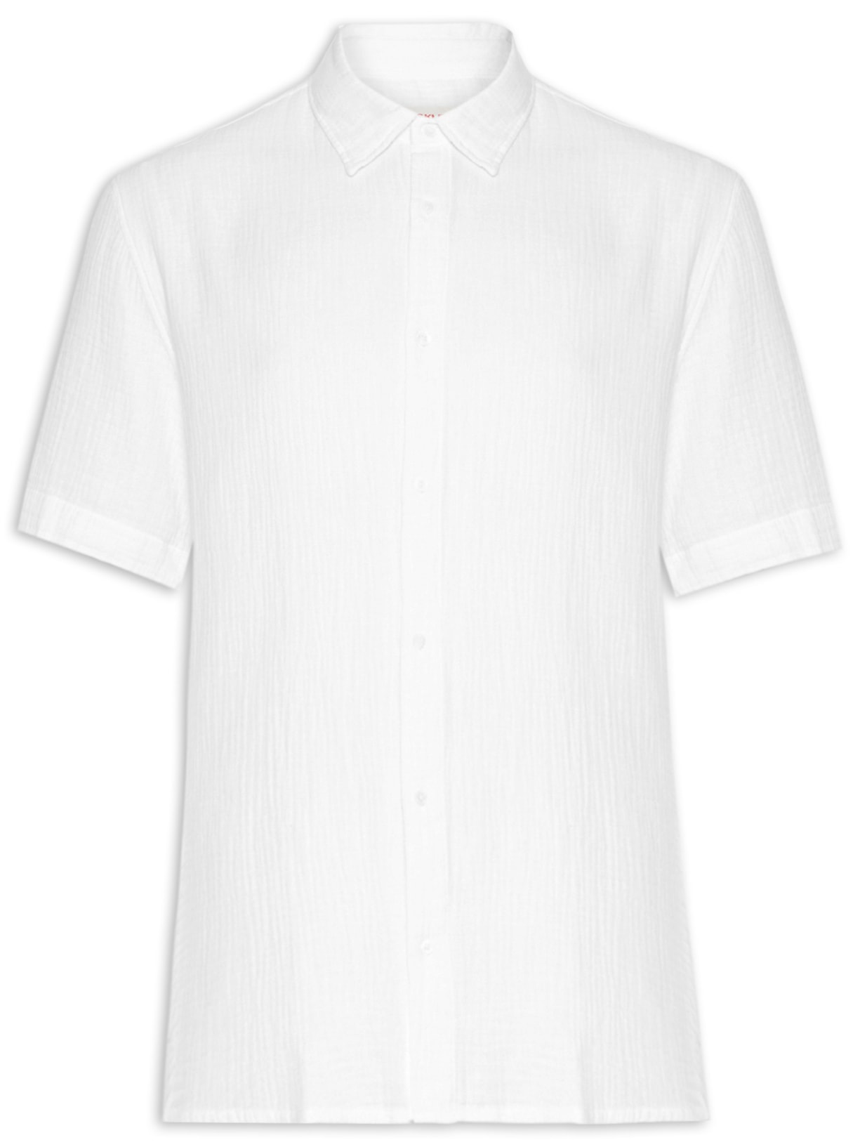 Camisa Masculina Cotton Wavy Manga Curta - Branco