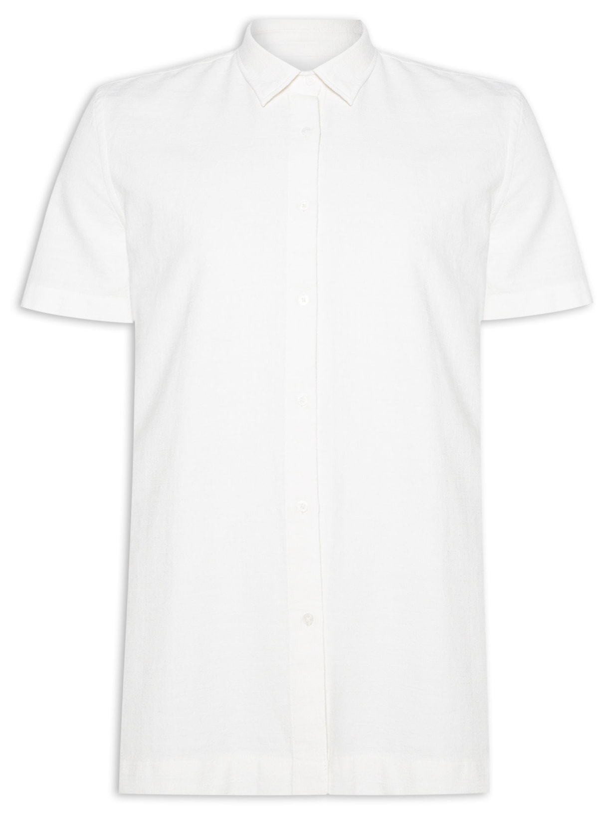 Camisa Masculina Cotton Weave Manga Curta - Off White
