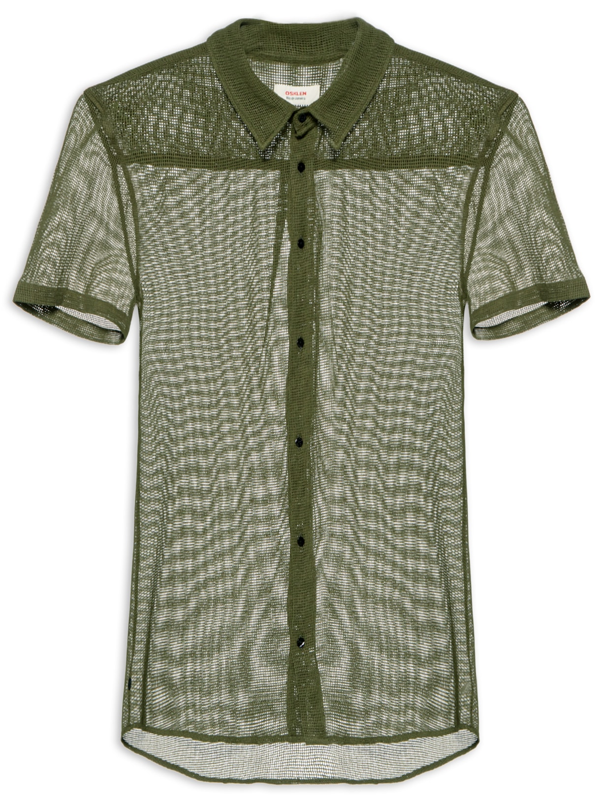 Camisa Masculina Crumple Manga Curta - Verde