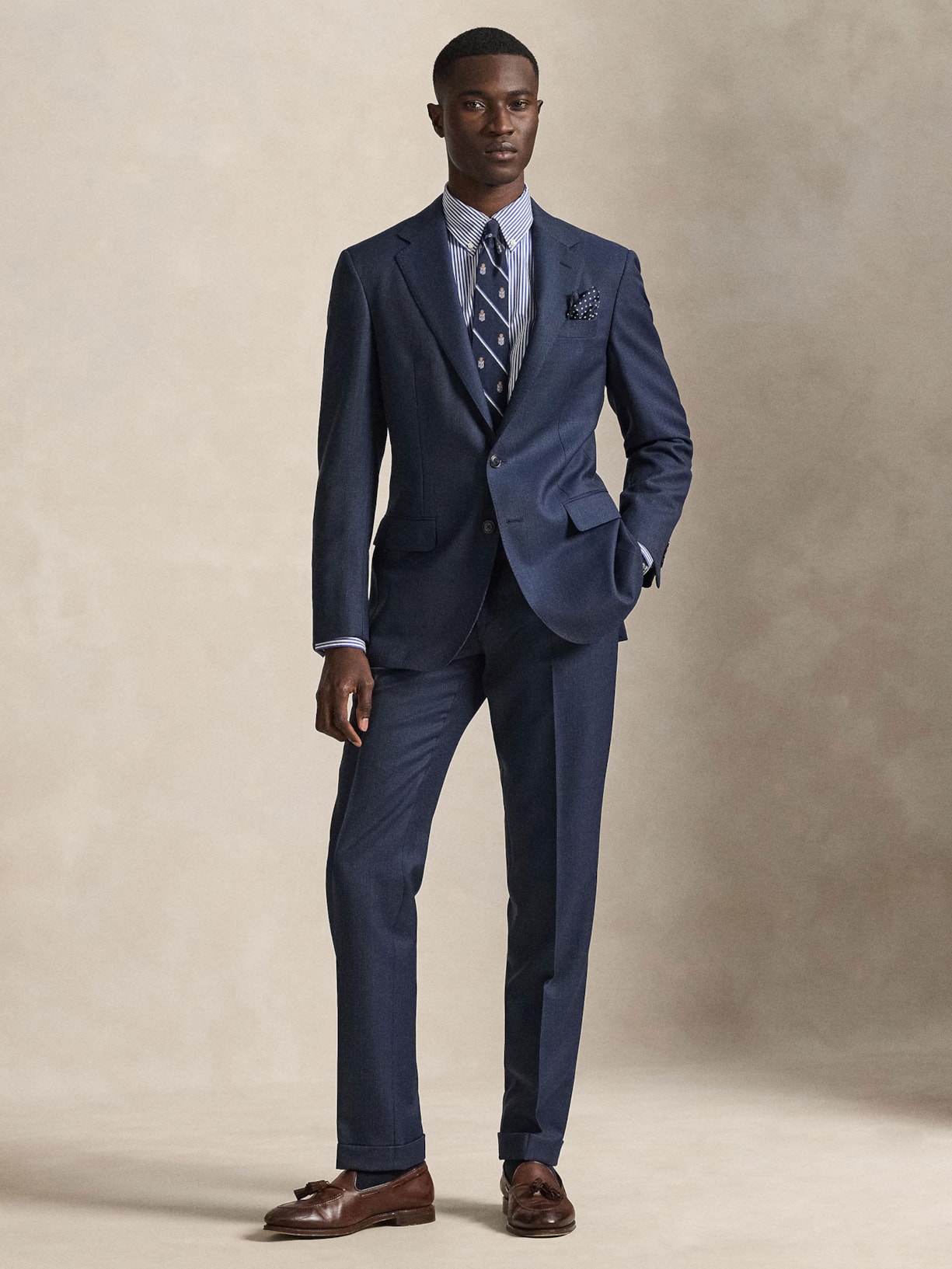 Camisa Masculina Custom Fit Bi-stretch Poplin Sport Azul Polo Ralph Lauren