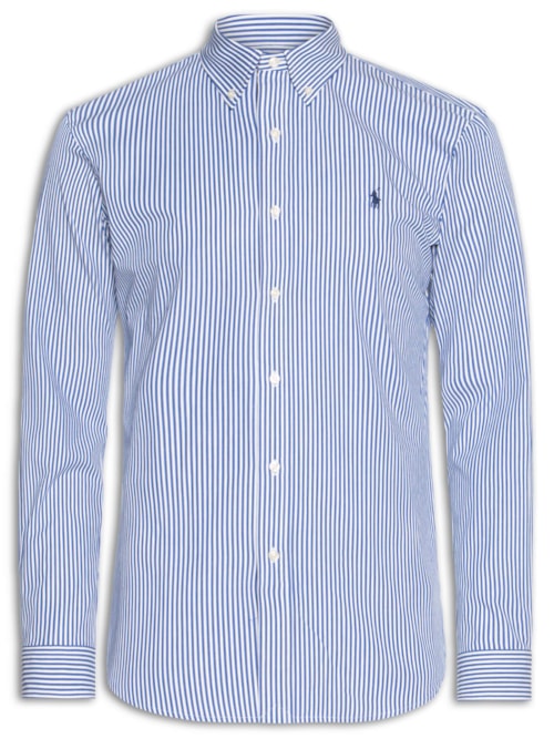 Camisa Masculina Custom Fit Bi-stretch Poplin Sport - Azul