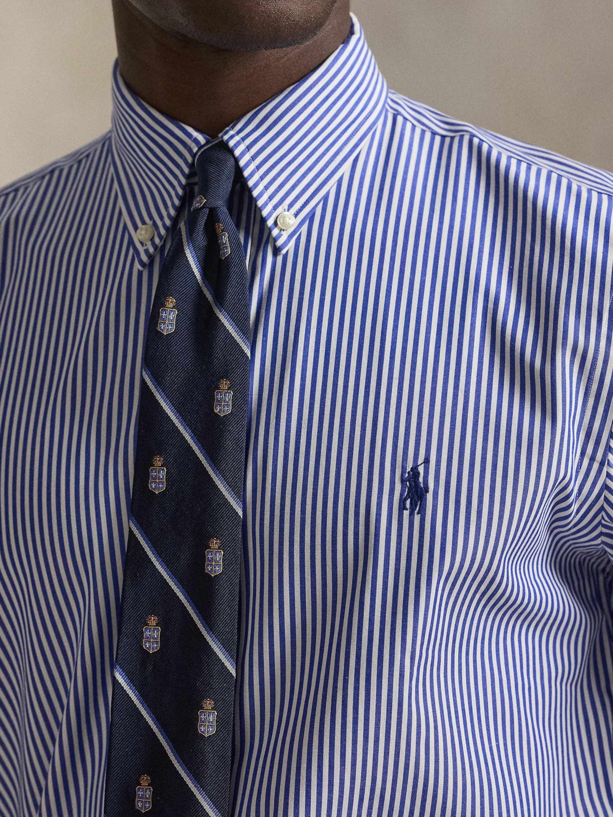 Camisa Masculina Custom Fit Bi-stretch Poplin Sport Azul Polo Ralph Lauren