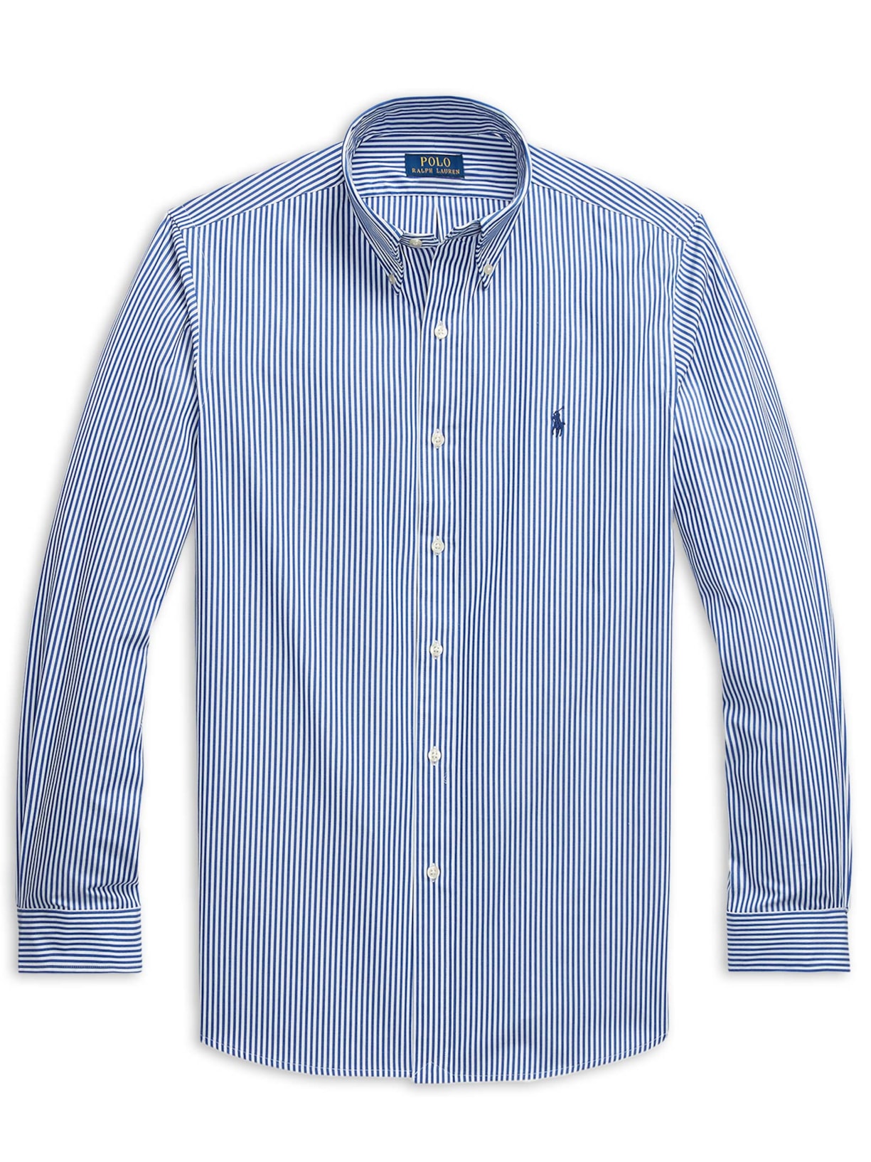 Camisa Masculina Custom Fit Bi-stretch Poplin Sport Azul Polo Ralph Lauren