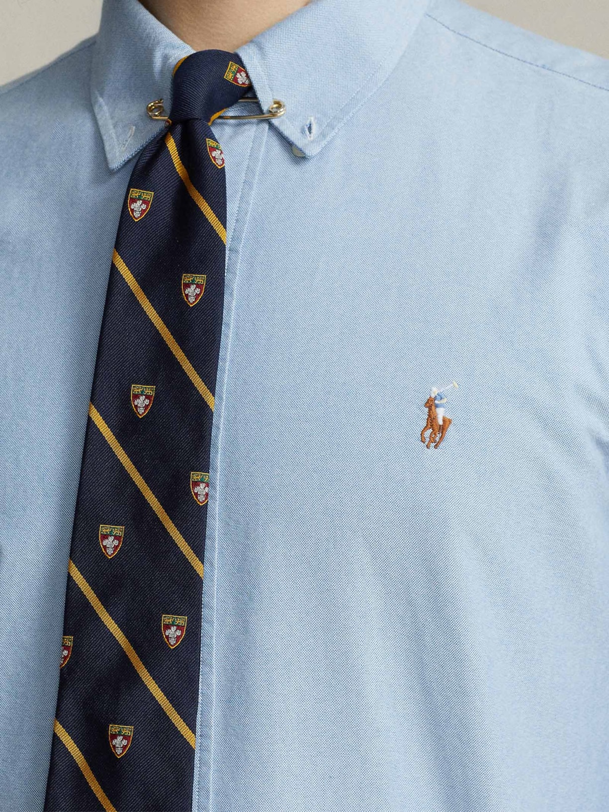 Camisa Masculina Custom Fit Classic Oxford Azul Polo Ralph Lauren