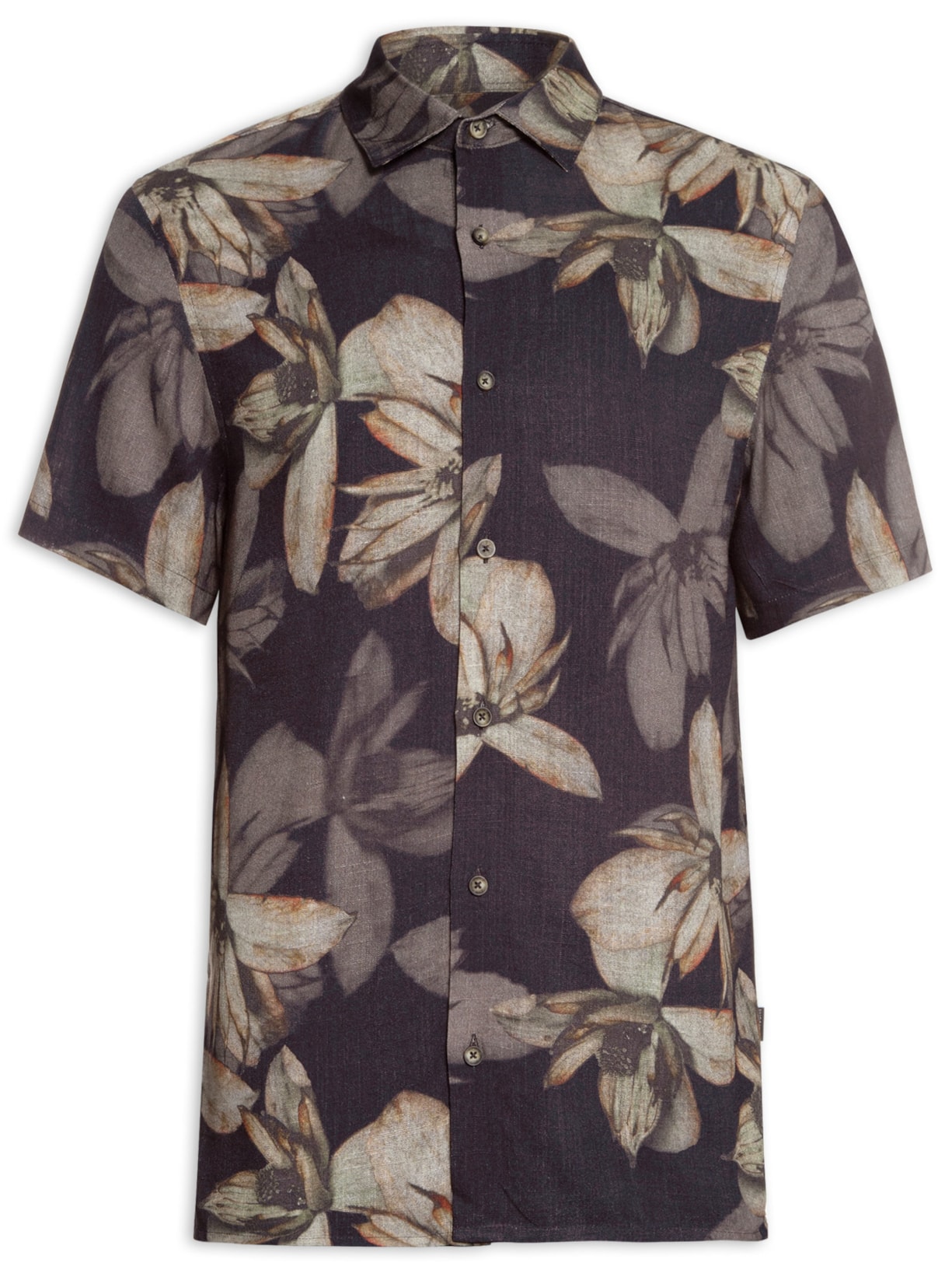 Camisa Masculina Dark Flowers - Preto