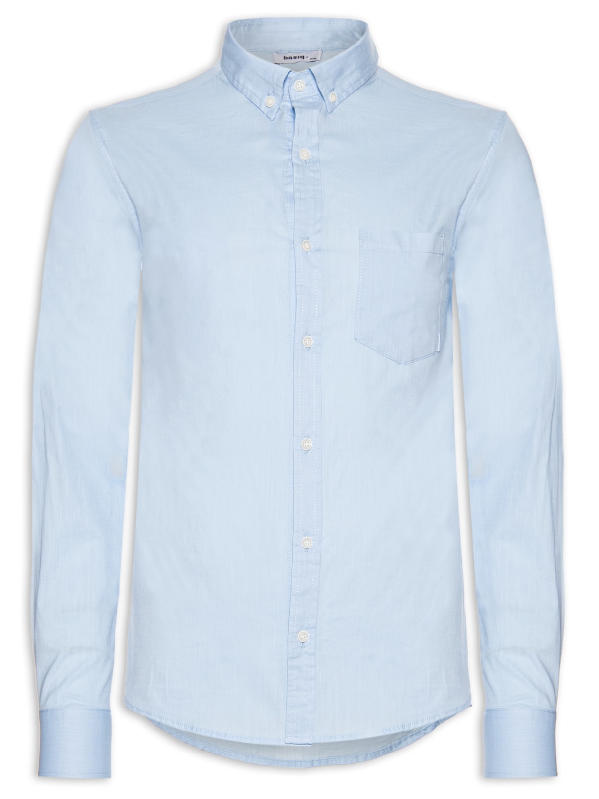 Camisa Masculina De Algodão Manga Longa Casual - Azul