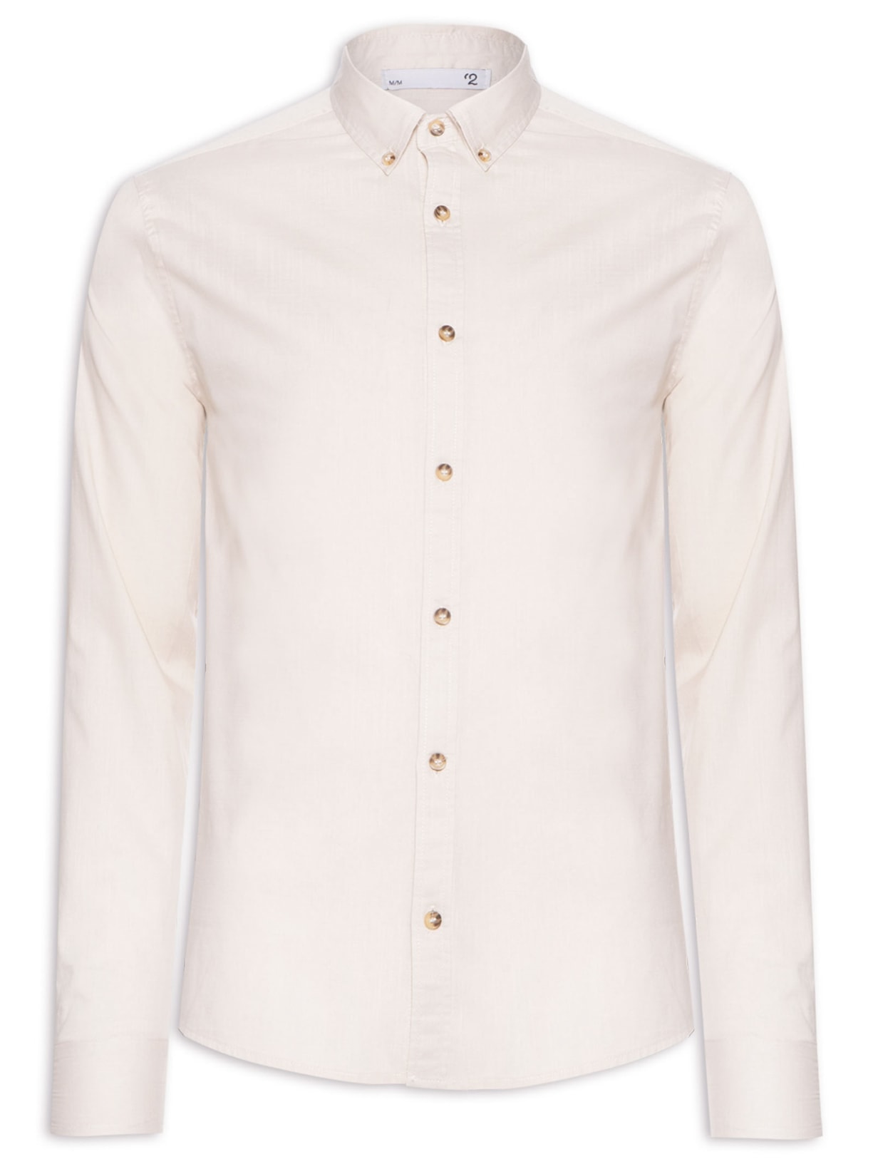 Camisa Masculina De Algodão Manga Longa Casual - Bege