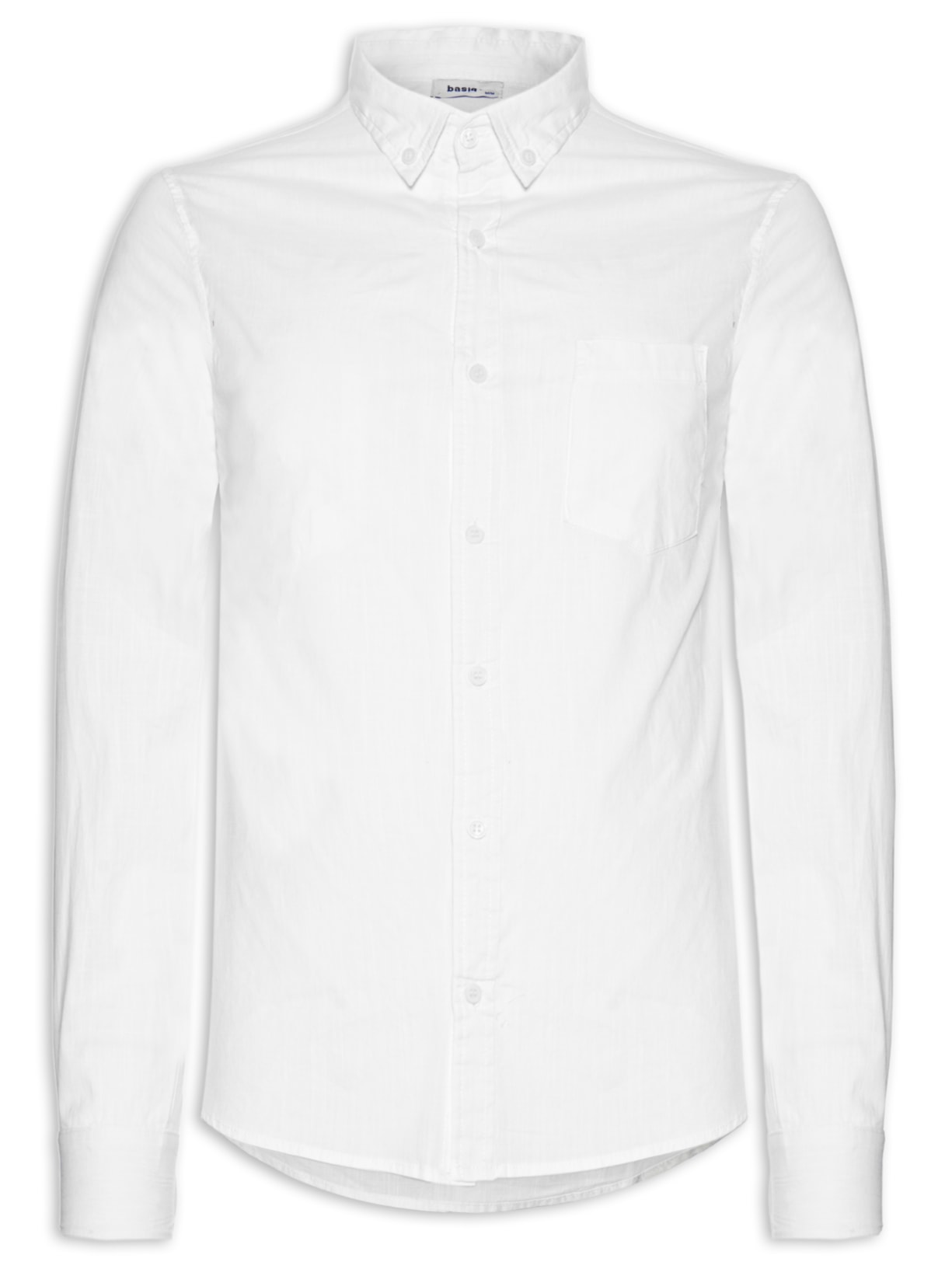 Camisa Masculina De Algodão Manga Longa Casual - Branco