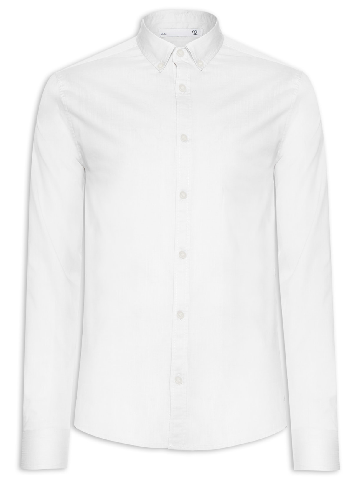 Camisa Masculina De Algodão Manga Longa Casual - Branco