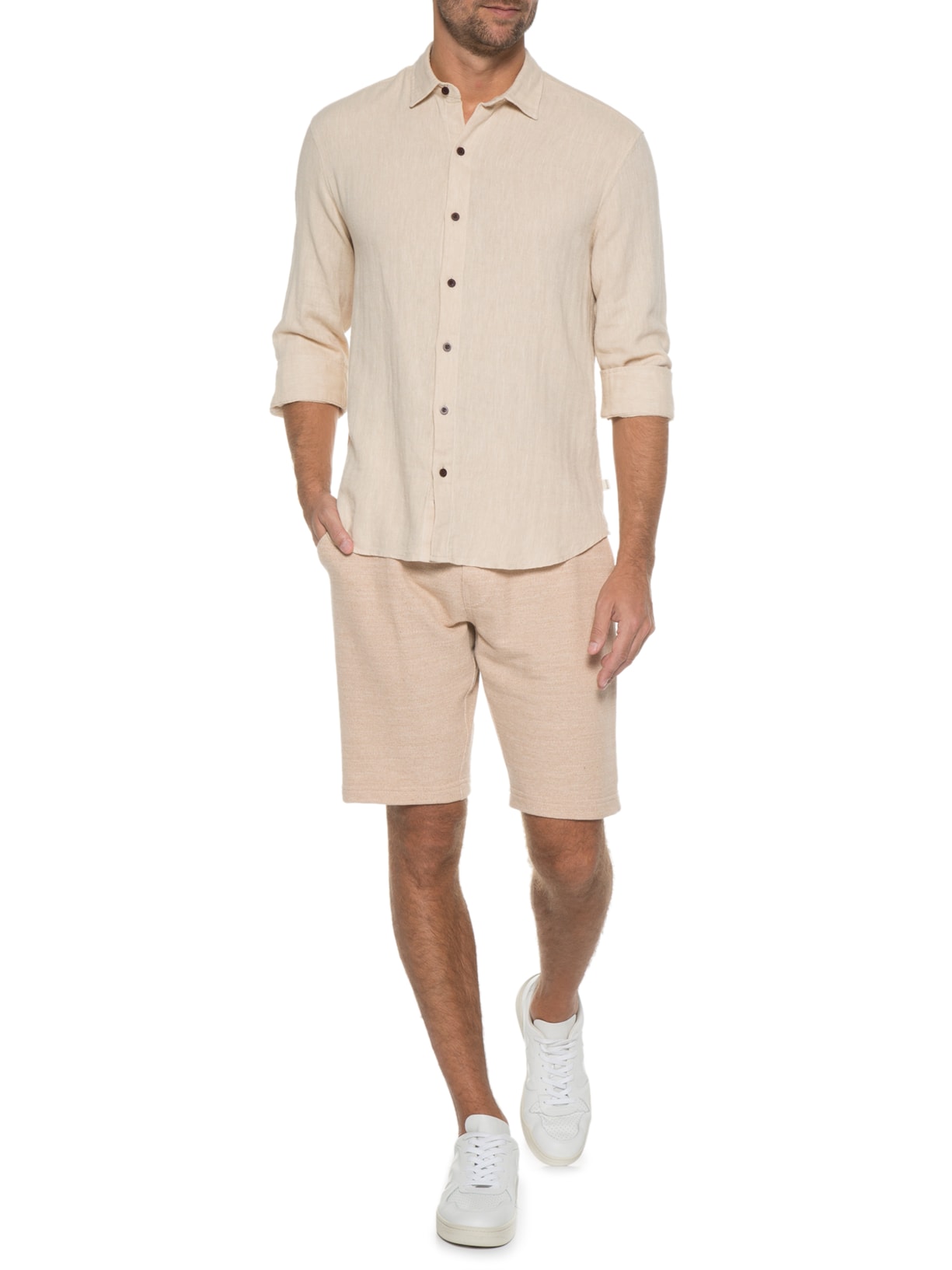 Camisa Masculina De Linho Barbados Bege Austral