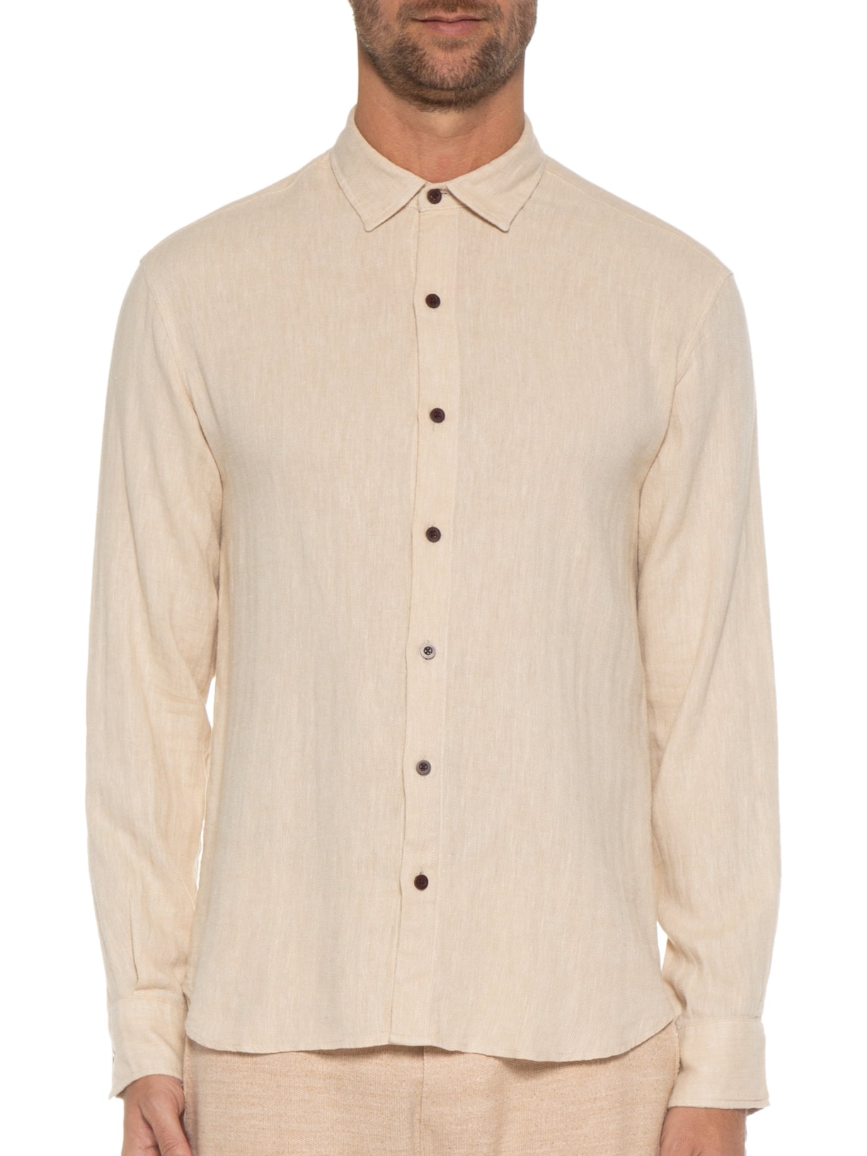 Camisa Masculina De Linho Barbados Bege Austral