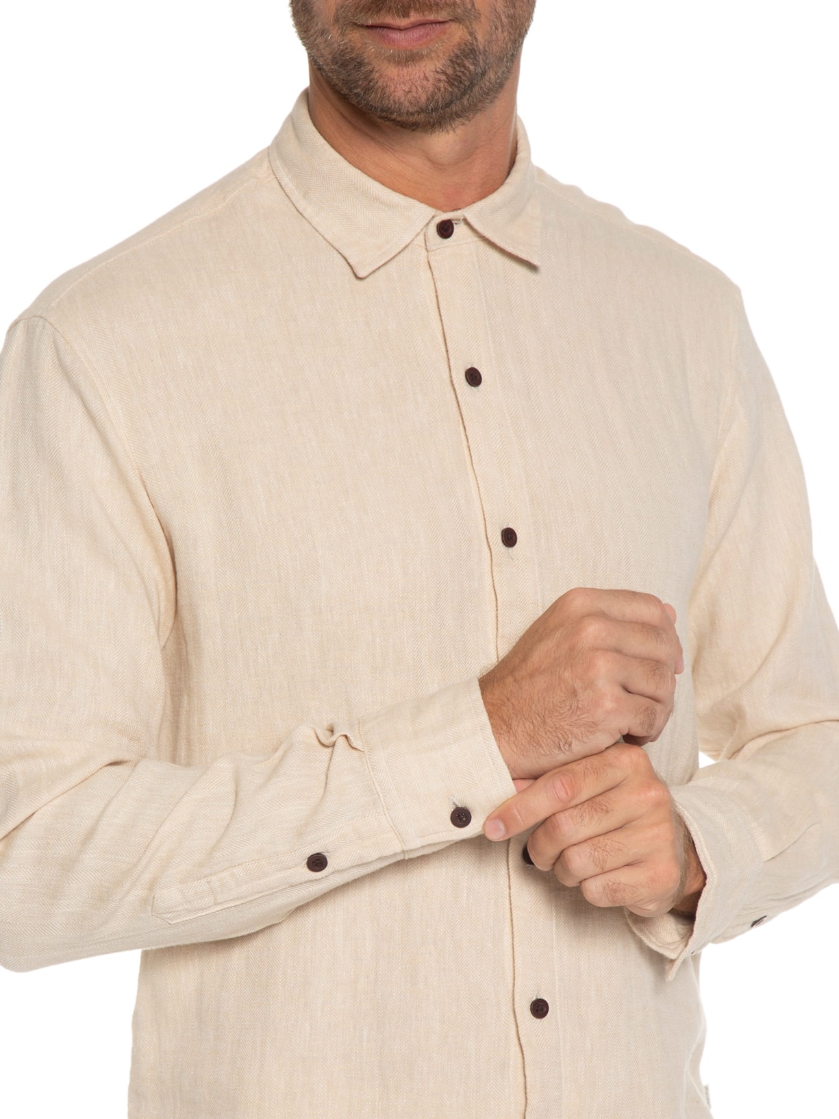 Camisa Masculina De Linho Barbados Bege Austral