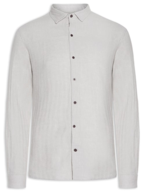 Camisa Masculina De Linho Barbados - Cinza